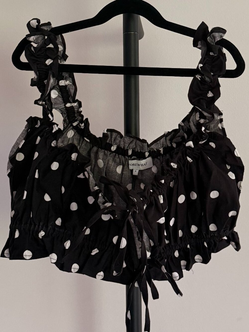 WhoWoreWhat Polka Dot Bralette Black White S